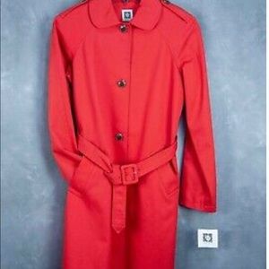 ANNE KLEIN BELTED LADIES RED TRENCH COAT SIZE 6